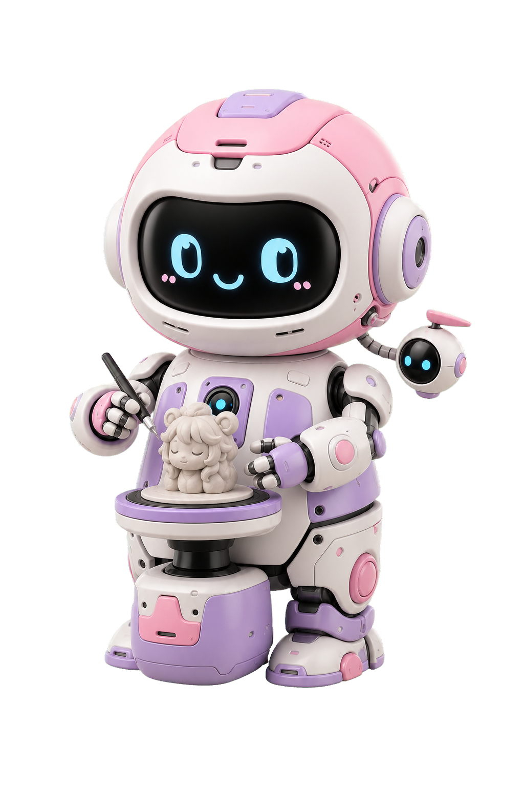 Original pink AI sculptor designer toy character